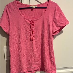 Carolyn Taylor Scoop Neck Ruffle-Front Tee
